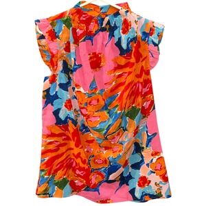 Shop the Mint Put it to the Test Coral Orange Floral Tank Top Blouse Size XL